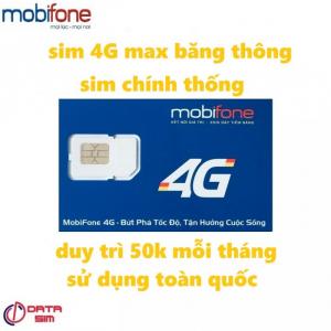 Sim 4G mobifone max băng thông duy trì 50k có sẵn tháng đầu