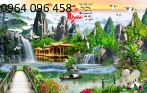 Tranh 3d phòng khách hình phong cảnh 3d