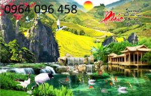 Tranh 3d phòng khách hình phong cảnh 3d