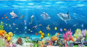 gạch tranh 3d - tranh gạch 3d bể bơi