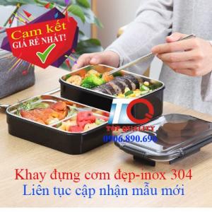 Khay hộp inox 304 đựng cơm giữ nhiệt cho văn phòng, học sinh, bệnh nhân