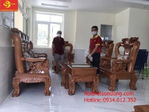 Bộ ghế chạm đào chất lươgcột 14, 10 món