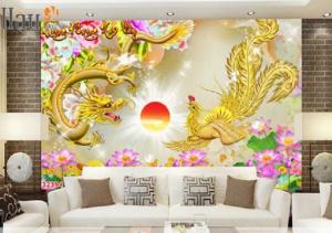 Tranh phong thủy rồng phụng 3d