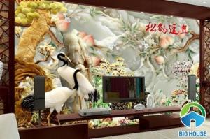 Gạch tranh 3d tranh chim hạc ngọc