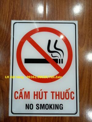 Biển báo cấm hút thuốc bằng mica, inox , đồng treo tường hoặc để bàn