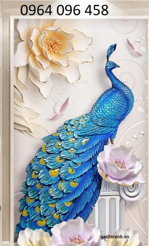 Tranh gạch 3d phòng khách khổ dọc