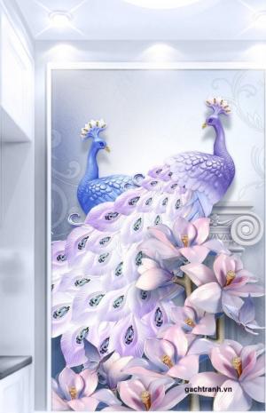 Tranh gạch 3d phòng khách khổ dọc