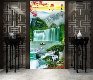 Gạch tranh 3d phong cảnh thác nước đẹp
