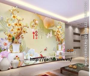 Mẫu tranh gạch 3d ốp tường phòng khách