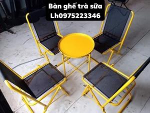 Bộ bàn ghế lưới xếp sắt sơn tỉnh điện