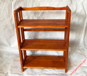 Kệ sách đứng gỗ cao su 3 tầng màu nâu ngang 65cm