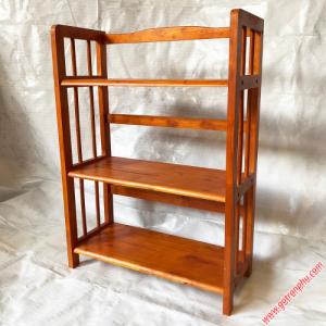 Kệ sách đứng gỗ cao su 3 tầng màu nâu ngang 65cm