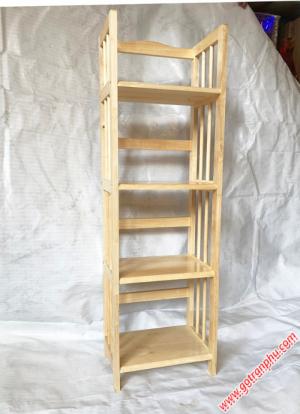 Kệ sách đứng gỗ cao su 4 tầng màu gỗ tự nhiên 40cm