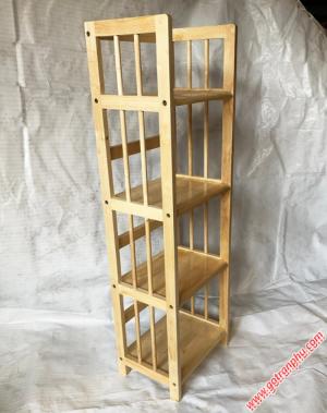 Kệ sách đứng gỗ cao su 4 tầng màu gỗ tự nhiên 40cm