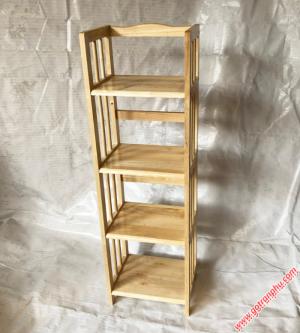 Kệ sách đứng gỗ cao su 4 tầng màu gỗ tự nhiên 40cm