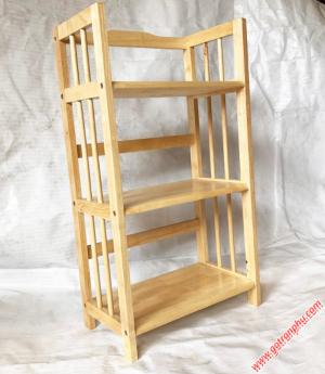 Kệ sách đẹp gỗ cao su 3 tầng màu gỗ tự nhiên ngang 50cm