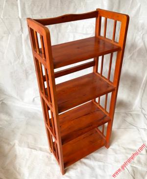 Kệ sách đứng gỗ cao su 4 tầng màu nâu ngang 50cm