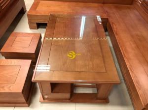 Bộ sofa gỗ sồi góc tay trơn thanh lịch 5 món