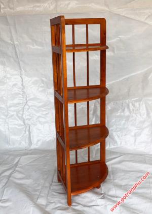 Kệ góc đựng sách gỗ cao su 4 tầng màu nâu