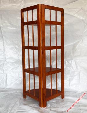 Kệ góc đựng sách gỗ cao su 4 tầng màu nâu
