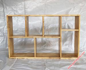 Kệ sách treo tường đẹp gỗ cao su màu gỗ tự nhiên 1m4