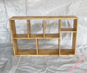 Kệ sách trang trí gỗ cao su màu gỗ tự nhiên 80cm