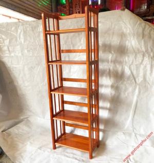 Kệ gỗ 5 tầng gỗ cao su 2 màu chiều ngang 65cm