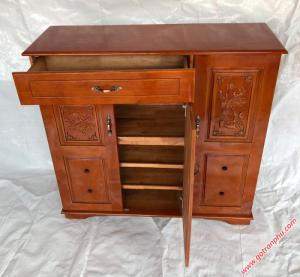 Tủ đựng giày giá rẻ gỗ cao su 3 cánh 1 ngăn kéo 1m
