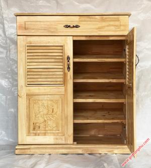 Tủ dép gỗ cao su 2 cánh 1 ngăn kéo 80cm