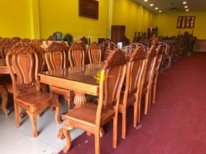Bộ bàn ăn 8 ghế, mặt vuông