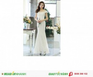 Áo cưới đuôi cá, ren đơn giản, thanh lịch, 2 màu trắng và đỏ - M001