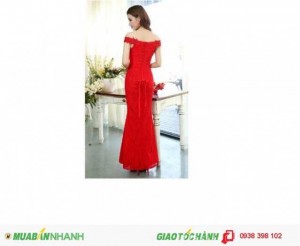 Áo cưới đuôi cá, ren đơn giản, thanh lịch, 2 màu trắng và đỏ - M001
