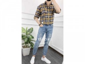 Áo sơ mi nam dài tay sọc caro đôi nổi ph