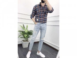 Áo sơ mi nam dài tay sọc caro đôi nổi ph