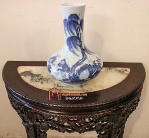 Bàn bán nguyệt chạm tích MAI ĐIỂU