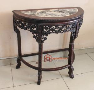 Bàn bán nguyệt chạm tích MAI ĐIỂU