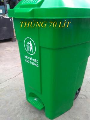 thùng rác nhựa 70 lít , thùng đạp chân , nhựa HDPE