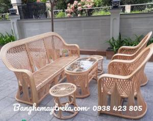Bàn ghế sofa mây tự nhiên đặt phòng khách