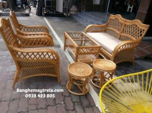 Bàn ghế sofa mây tự nhiên đặt phòng khách