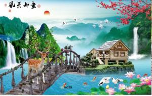 Tranh gạch ép kính 3d phong cảnh