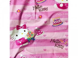 Bộ chăn ga gối cotton lụa Hàn Quốc hình Hello Kitty cực yêu