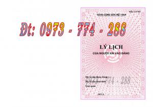 Bán lý lịch của người  xin vào đảng gồm có quyển bìa trắng, bìa xanh, bìa màu búa liềm