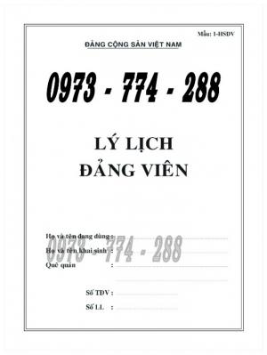 Lý lịch Đảng viên mẫu 1 - HSĐV quyển bìa màu xanh