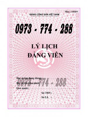Lý lịch Đảng viên mẫu 1 - HSĐV quyển bìa màu xanh