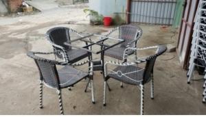 Bàn ghế cafe mây nhựa AK01
