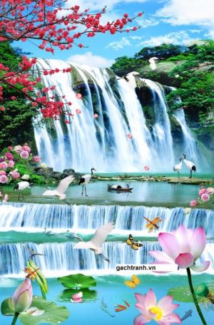 Gạch tranh 3d phong cảnh khổ dọc - 89S
