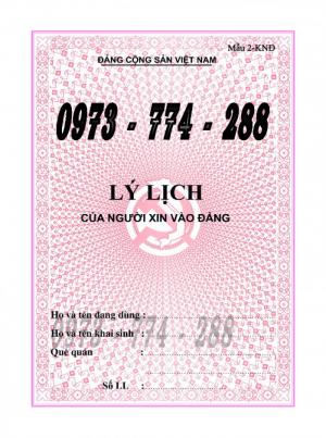 Quyển lý lịch của người xin vào Đảng - Lý lịch Đảng viên