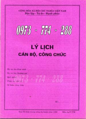 Bán mẫu hồ sơ cán bộ mẫu 2A/TCTW-2008