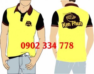 Áo thun đồng phục màu vàng nhạt phối đen