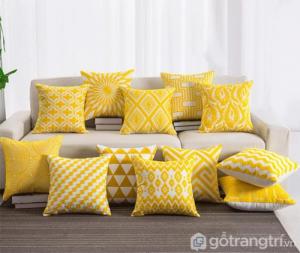 Gối tựa lưng họa tiết vải lanh trang trí sofa GHO-118